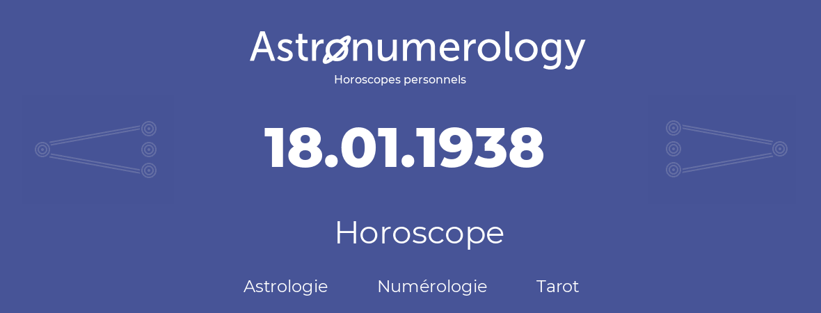 Horoscope pour anniversaire (jour de naissance): 18.01.1938 (18 Janvier 1938)