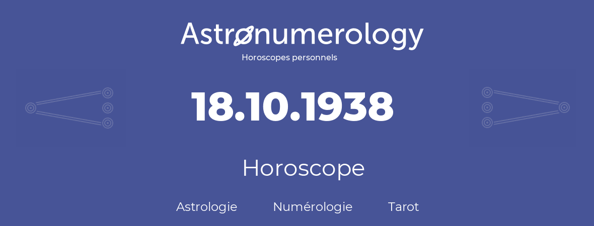 Horoscope pour anniversaire (jour de naissance): 18.10.1938 (18 Octobre 1938)