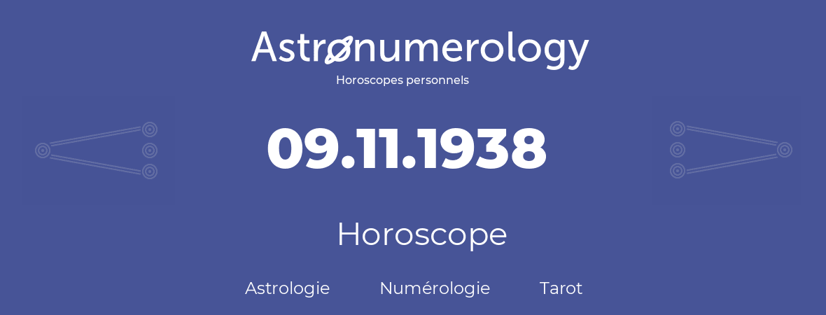 Horoscope pour anniversaire (jour de naissance): 09.11.1938 (9 Novembre 1938)