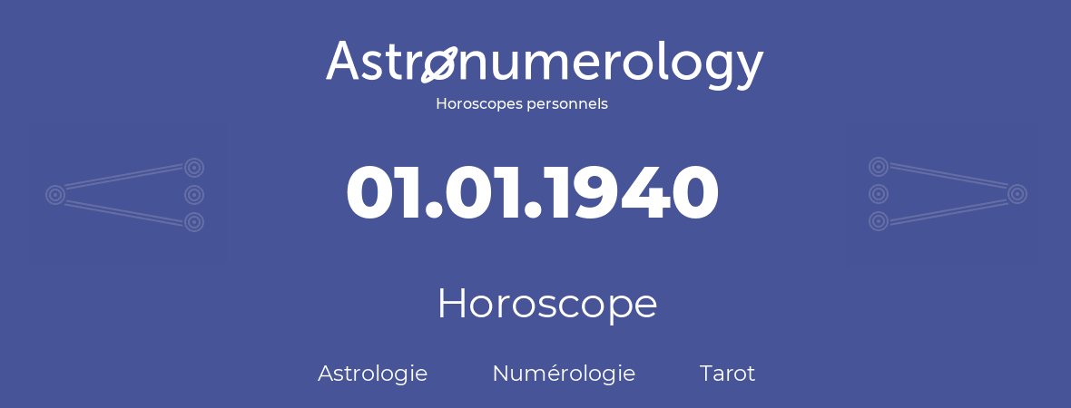 Horoscope pour anniversaire (jour de naissance): 01.01.1940 (1 Janvier 1940)
