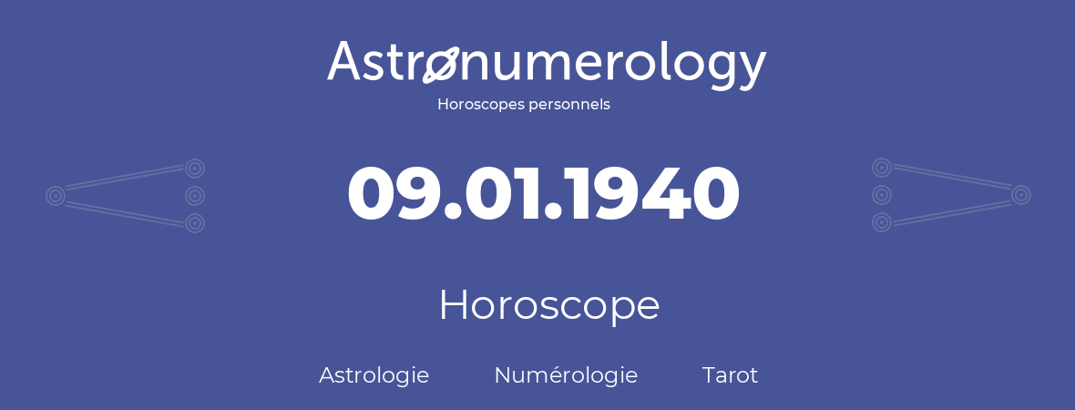 Horoscope pour anniversaire (jour de naissance): 09.01.1940 (9 Janvier 1940)