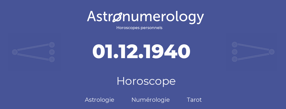 Horoscope pour anniversaire (jour de naissance): 01.12.1940 (1 Décembre 1940)