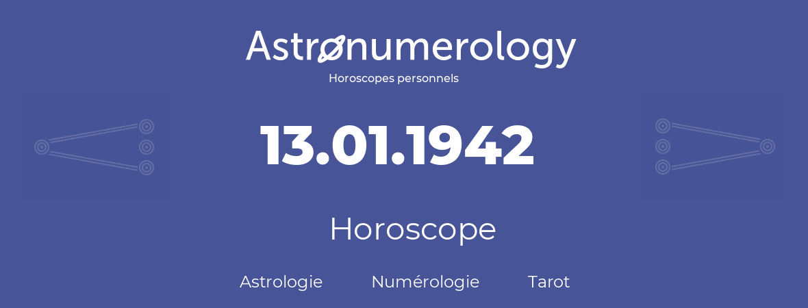 Horoscope pour anniversaire (jour de naissance): 13.01.1942 (13 Janvier 1942)