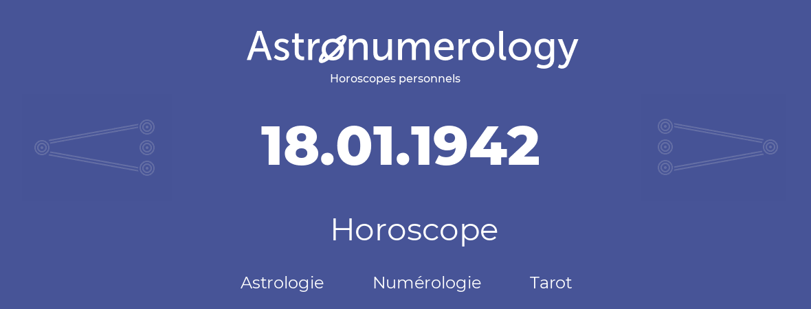Horoscope pour anniversaire (jour de naissance): 18.01.1942 (18 Janvier 1942)
