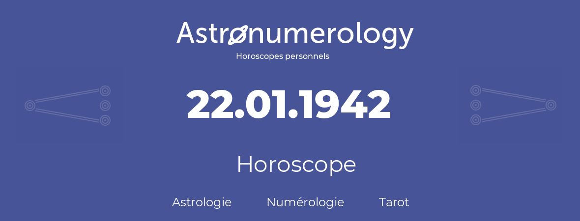 Horoscope pour anniversaire (jour de naissance): 22.01.1942 (22 Janvier 1942)