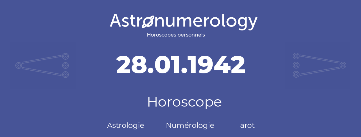 Horoscope pour anniversaire (jour de naissance): 28.01.1942 (28 Janvier 1942)