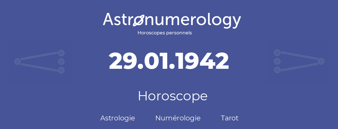 Horoscope pour anniversaire (jour de naissance): 29.01.1942 (29 Janvier 1942)