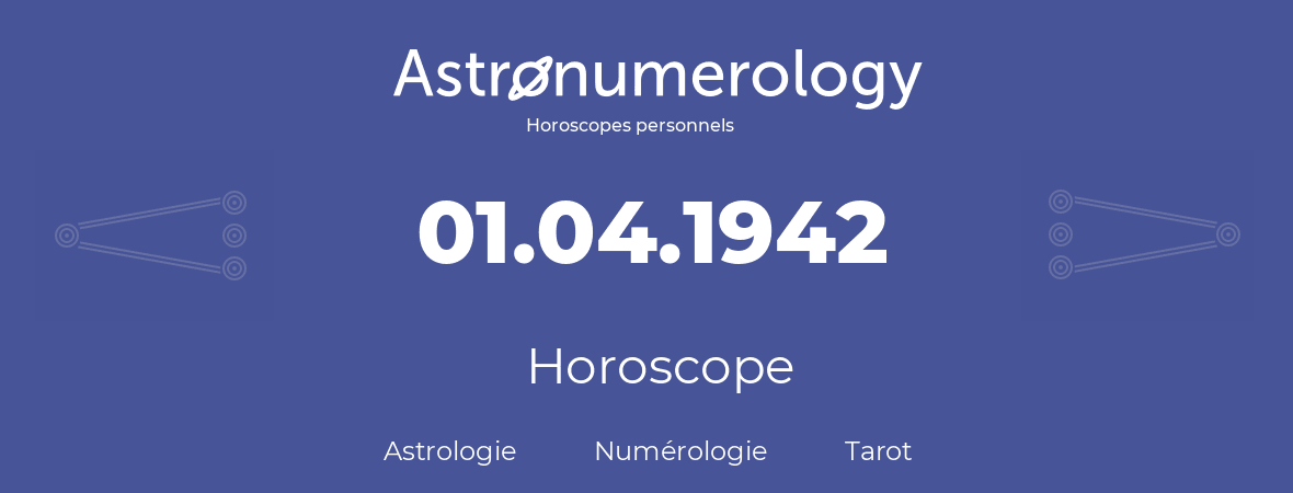 Horoscope pour anniversaire (jour de naissance): 01.04.1942 (31 Avril 1942)