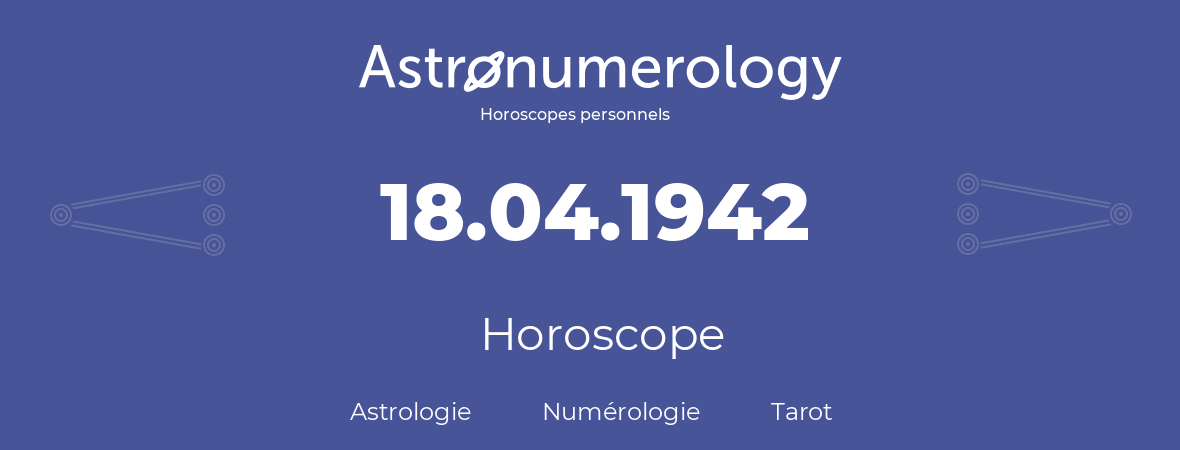 Horoscope pour anniversaire (jour de naissance): 18.04.1942 (18 Avril 1942)