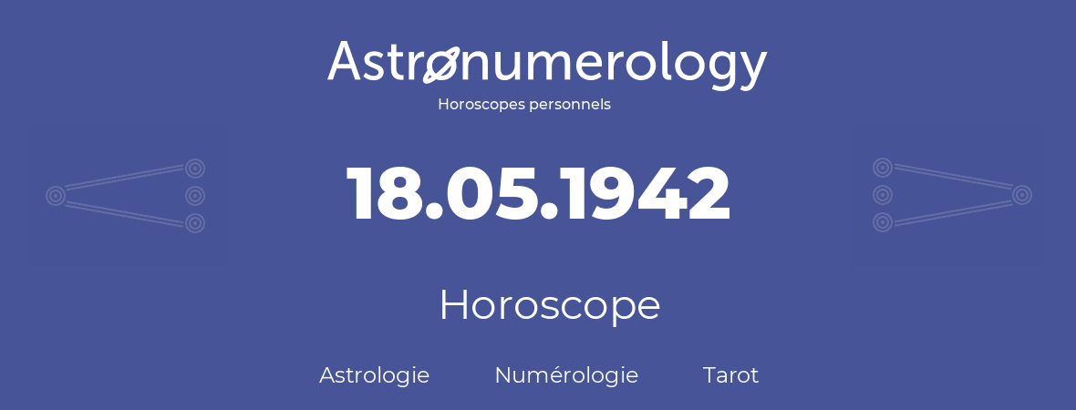 Horoscope pour anniversaire (jour de naissance): 18.05.1942 (18 Mai 1942)