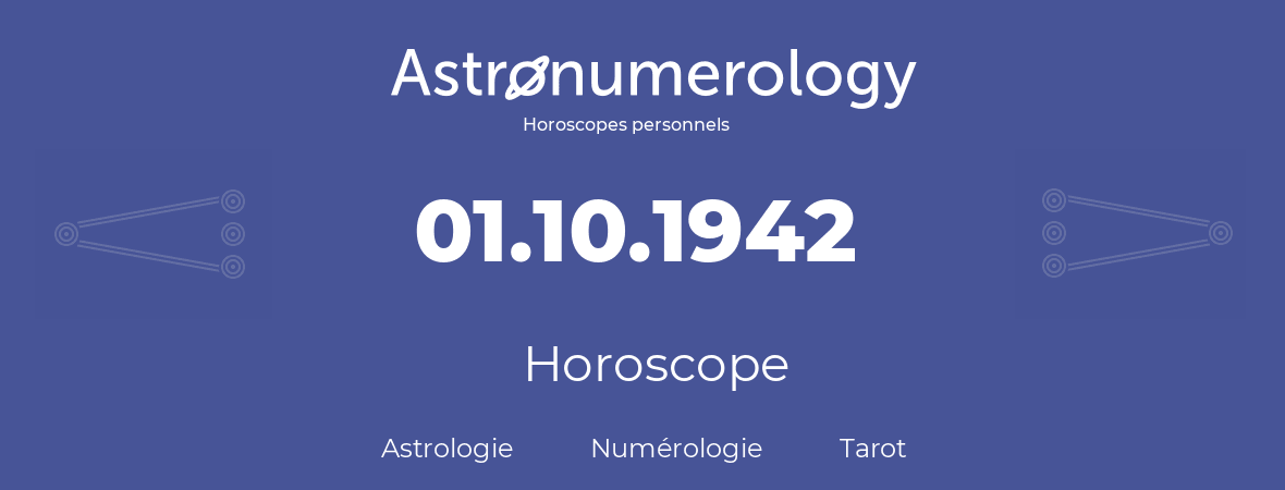 Horoscope pour anniversaire (jour de naissance): 01.10.1942 (01 Octobre 1942)