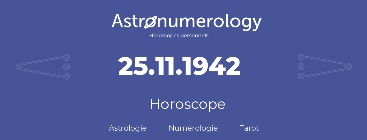 Horoscope pour anniversaire (jour de naissance): 25.11.1942 (25 Novembre 1942)