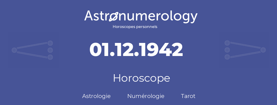 Horoscope pour anniversaire (jour de naissance): 01.12.1942 (01 Décembre 1942)