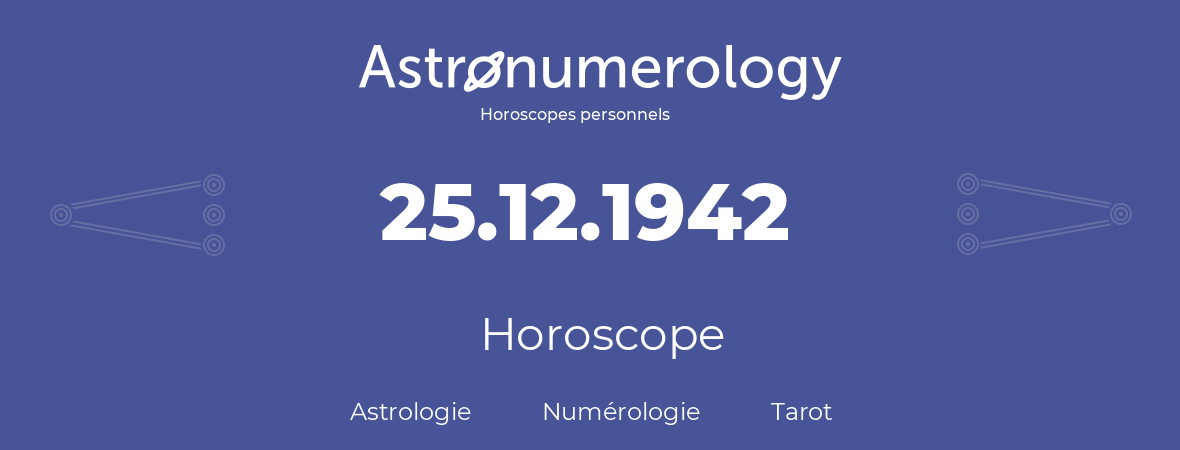 Horoscope pour anniversaire (jour de naissance): 25.12.1942 (25 Décembre 1942)