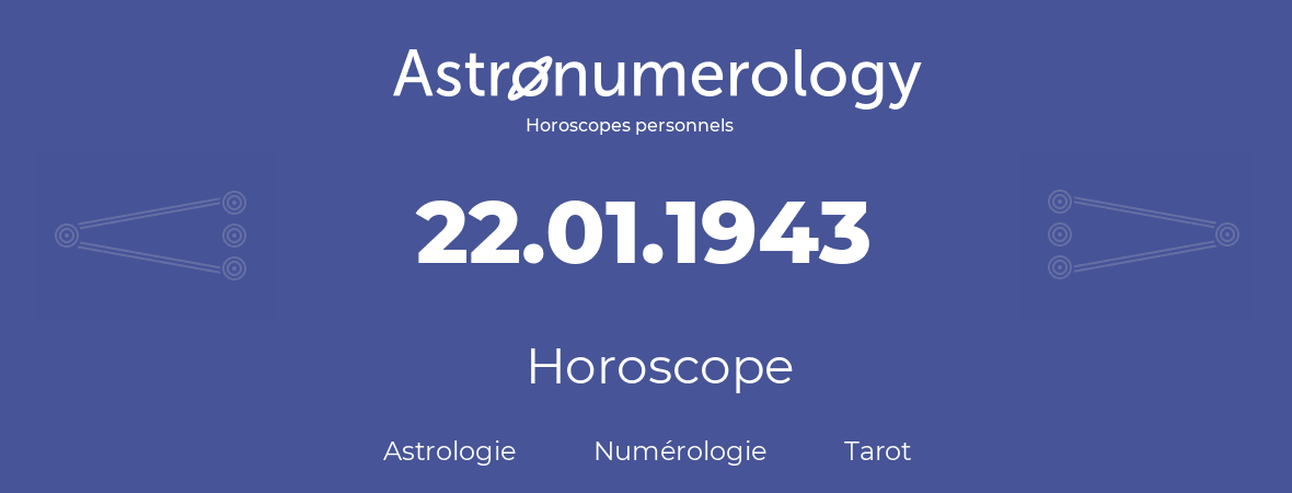 Horoscope pour anniversaire (jour de naissance): 22.01.1943 (22 Janvier 1943)