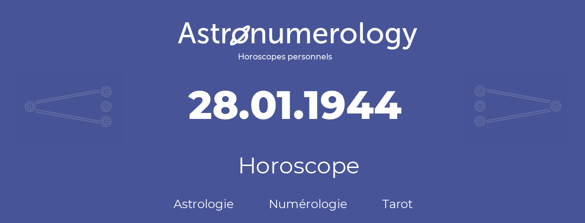 Horoscope pour anniversaire (jour de naissance): 28.01.1944 (28 Janvier 1944)