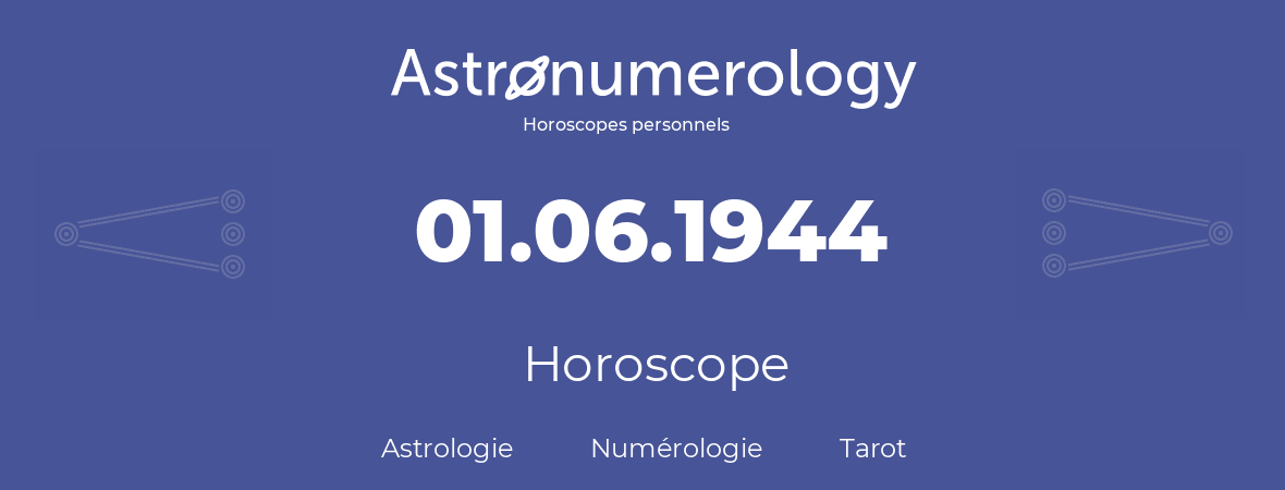 Horoscope pour anniversaire (jour de naissance): 01.06.1944 (1 Juin 1944)