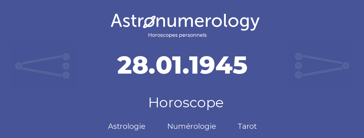 Horoscope pour anniversaire (jour de naissance): 28.01.1945 (28 Janvier 1945)
