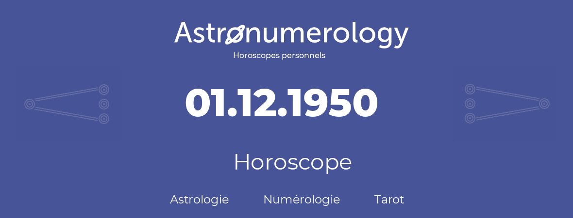 Horoscope pour anniversaire (jour de naissance): 01.12.1950 (1 Décembre 1950)