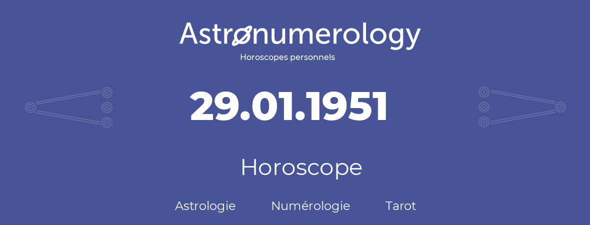 Horoscope pour anniversaire (jour de naissance): 29.01.1951 (29 Janvier 1951)