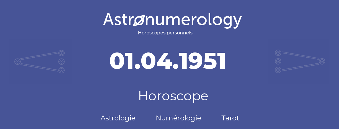 Horoscope pour anniversaire (jour de naissance): 01.04.1951 (31 Avril 1951)