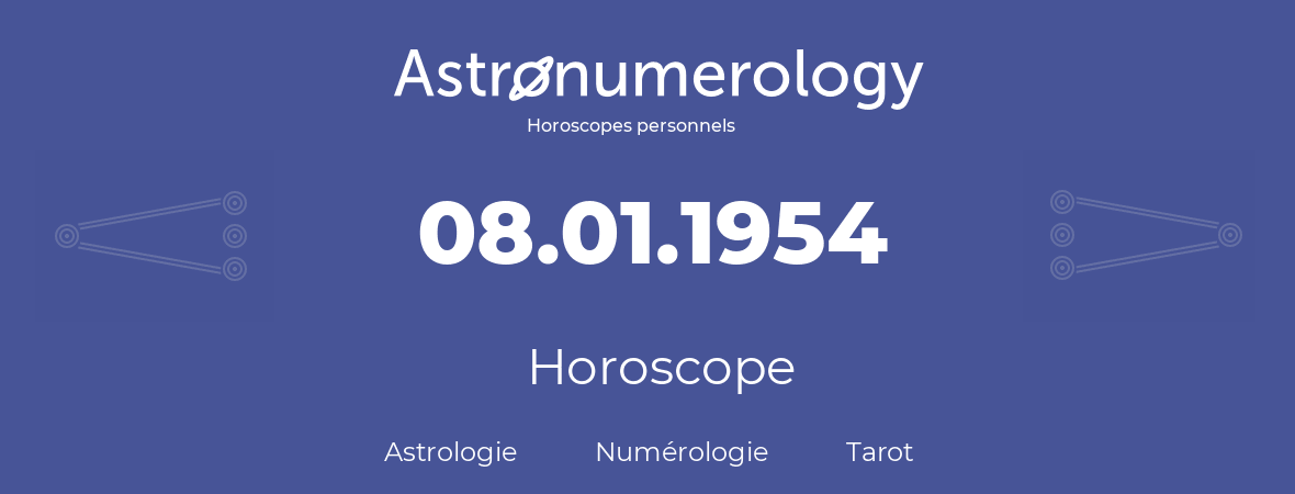 Horoscope pour anniversaire (jour de naissance): 08.01.1954 (08 Janvier 1954)