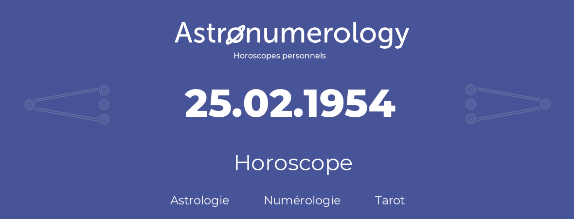Horoscope pour anniversaire (jour de naissance): 25.02.1954 (25 Février 1954)