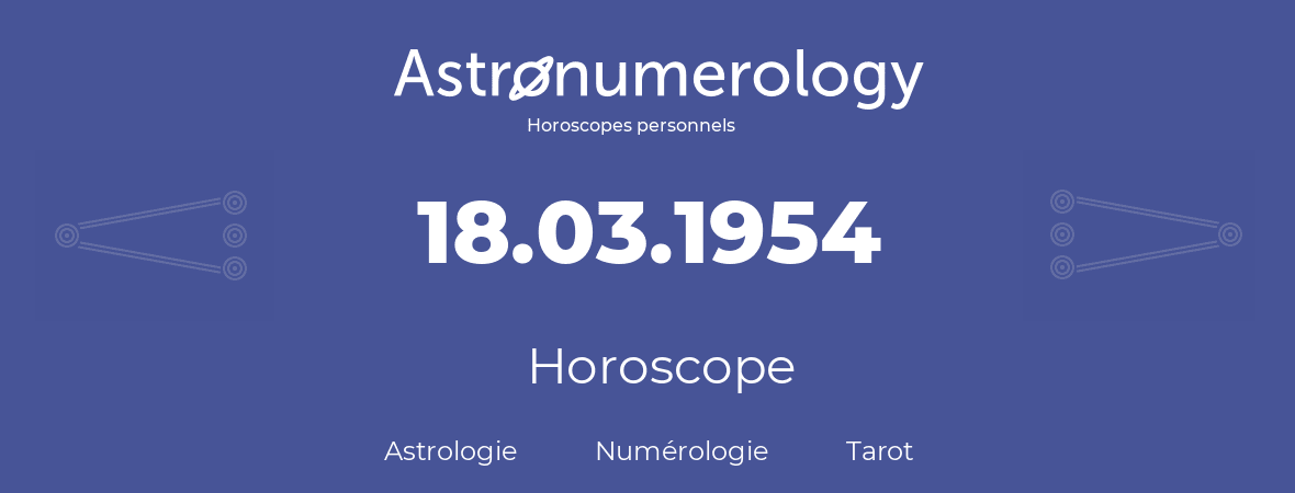 Horoscope pour anniversaire (jour de naissance): 18.03.1954 (18 Mars 1954)