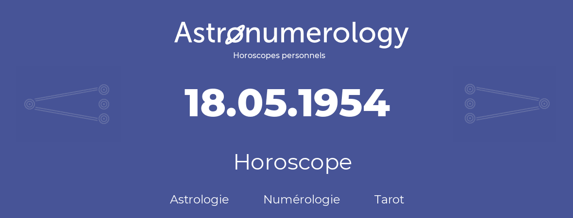 Horoscope pour anniversaire (jour de naissance): 18.05.1954 (18 Mai 1954)
