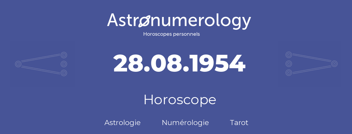 Horoscope pour anniversaire (jour de naissance): 28.08.1954 (28 Août 1954)