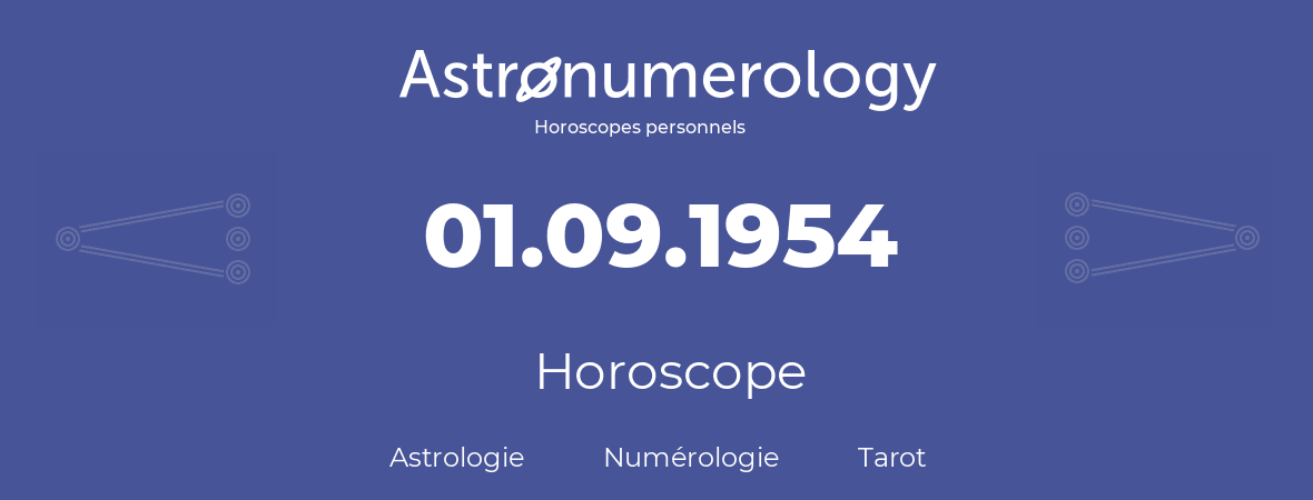 Horoscope pour anniversaire (jour de naissance): 01.09.1954 (01 Septembre 1954)