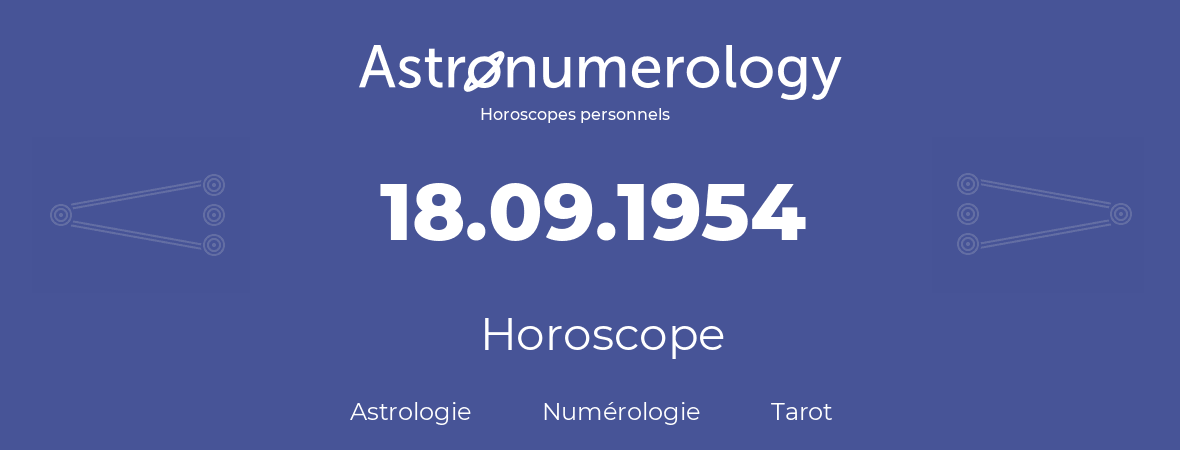 Horoscope pour anniversaire (jour de naissance): 18.09.1954 (18 Septembre 1954)