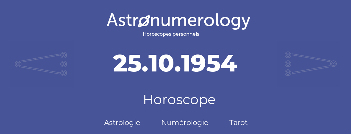 Horoscope pour anniversaire (jour de naissance): 25.10.1954 (25 Octobre 1954)