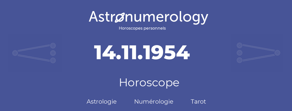 Horoscope pour anniversaire (jour de naissance): 14.11.1954 (14 Novembre 1954)