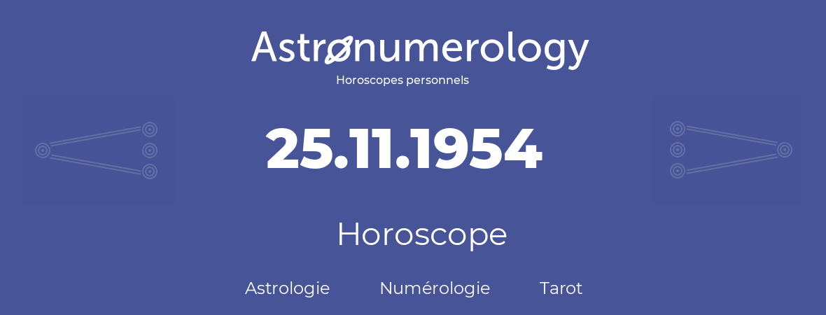 Horoscope pour anniversaire (jour de naissance): 25.11.1954 (25 Novembre 1954)