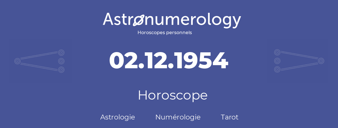 Horoscope pour anniversaire (jour de naissance): 02.12.1954 (2 Décembre 1954)