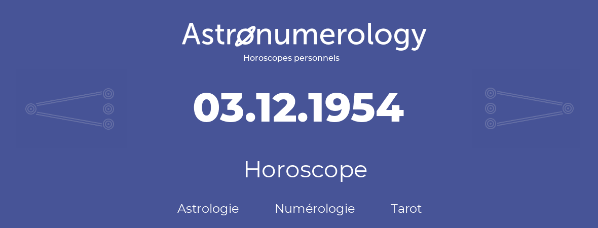 Horoscope pour anniversaire (jour de naissance): 03.12.1954 (3 Décembre 1954)