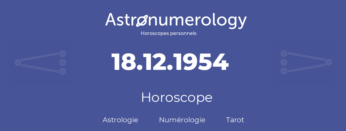 Horoscope pour anniversaire (jour de naissance): 18.12.1954 (18 Décembre 1954)