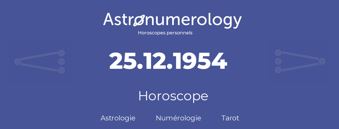 Horoscope pour anniversaire (jour de naissance): 25.12.1954 (25 Décembre 1954)