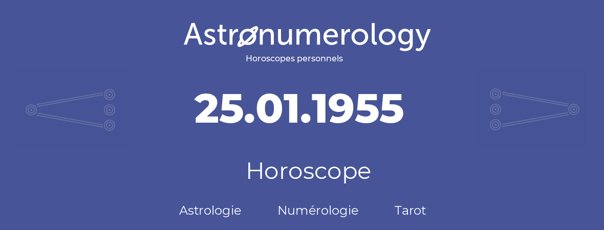 Horoscope pour anniversaire (jour de naissance): 25.01.1955 (25 Janvier 1955)