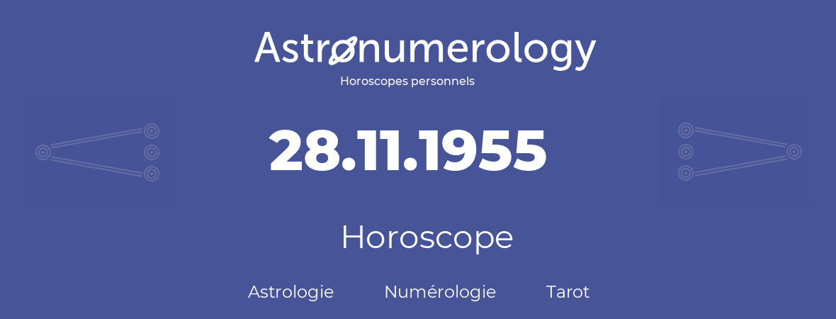 Horoscope pour anniversaire (jour de naissance): 28.11.1955 (28 Novembre 1955)