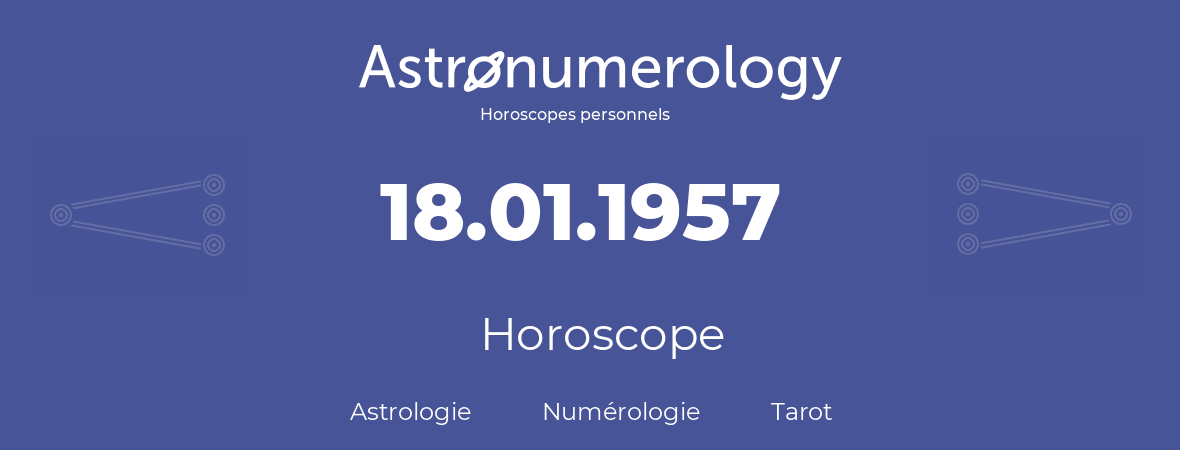 Horoscope pour anniversaire (jour de naissance): 18.01.1957 (18 Janvier 1957)