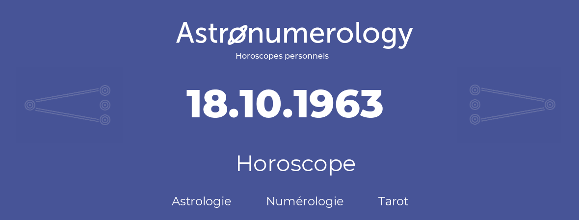 Horoscope pour anniversaire (jour de naissance): 18.10.1963 (18 Octobre 1963)