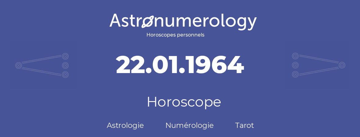 Horoscope pour anniversaire (jour de naissance): 22.01.1964 (22 Janvier 1964)