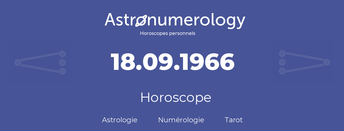 Horoscope pour anniversaire (jour de naissance): 18.09.1966 (18 Septembre 1966)