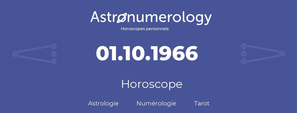 Horoscope pour anniversaire (jour de naissance): 01.10.1966 (01 Octobre 1966)