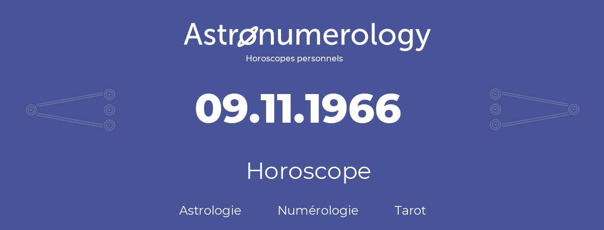 Horoscope pour anniversaire (jour de naissance): 09.11.1966 (9 Novembre 1966)