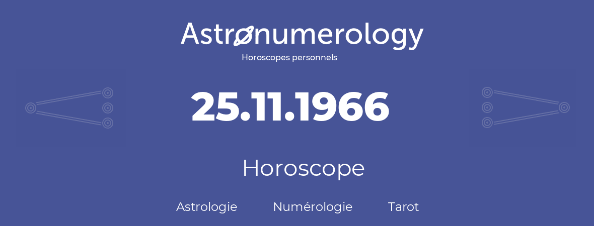 Horoscope pour anniversaire (jour de naissance): 25.11.1966 (25 Novembre 1966)