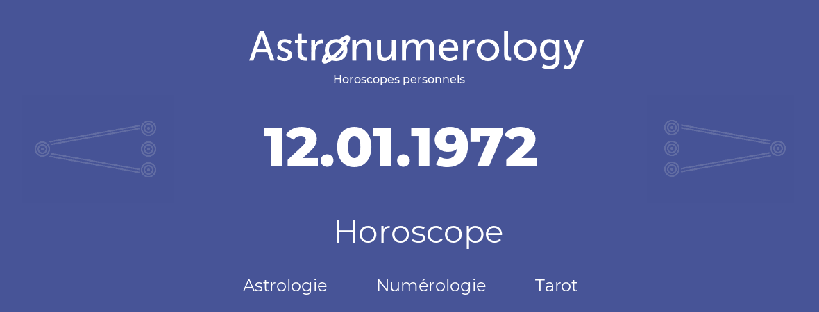 Horoscope pour anniversaire (jour de naissance): 12.01.1972 (12 Janvier 1972)