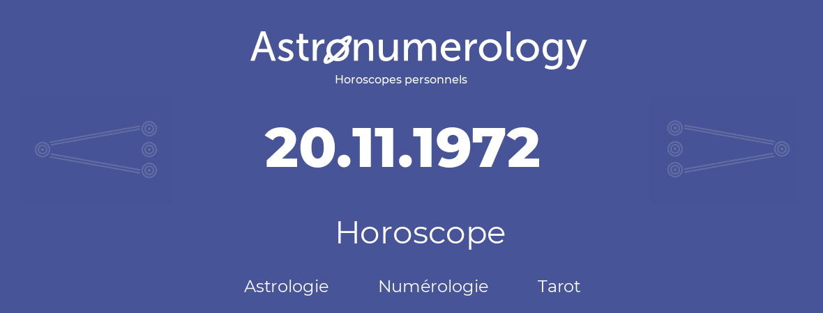 Horoscope pour anniversaire (jour de naissance): 20.11.1972 (20 Novembre 1972)